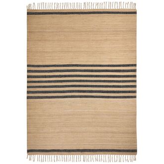 Beliani Beliani - Alfombra De Yute Natural Trenzado Estilo Boho Patr&oacute;n Con Rayas Beige 160 X 230 Cm Ericek