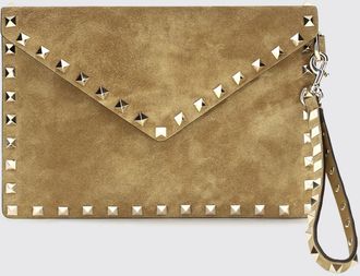Valentino Garavani Clutch Rockstud in camoscio con borchie e manico da polso