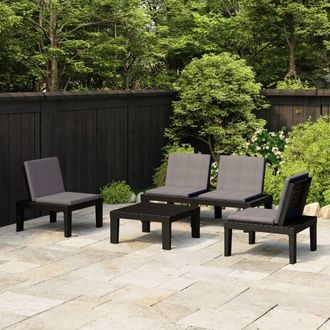 vidaXL Set De Muebles De Jard&iacute;n 4 Piezas Con Cojines Pl&aacute;stico Gris Vidaxl