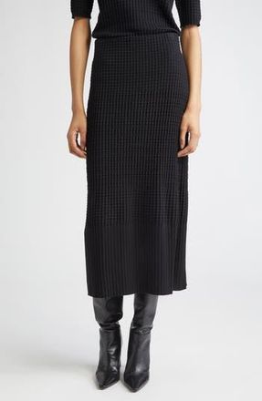 Lafayette 148 New York Mixed Rib Pull-On Knit Skirt in Black at Nordstrom Rack, Size Medium