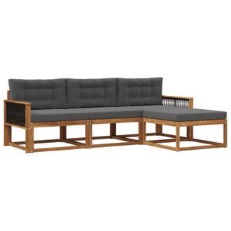 vidaXL Conjunto De Sof&aacute;s De Exterior 4 Pcs Natural Y Antracita Vidaxl