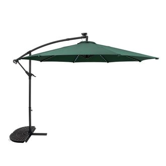 MonsterShop LED Cantilever Parasol 3m With Half Fan Base - Green