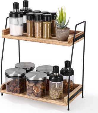 OEM Estante Para Especias, Estante De Almacenamiento De 2 Niveles, Organizador De Esquina Para Caf&eacute;, Organizador De Encimera, Estante De Almacenamiento Pa