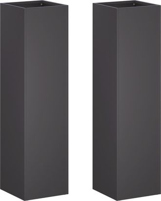 vidaXL Macetero De Jard&iacute;n 2 Uds. Negro 20 X 20 X 75 Cm Vidaxl