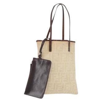 Fendi Pre-owned Tote Bags, female, Beige, Size: ONE SIZE Pre-owned Vintage Zucca Tote Bag
