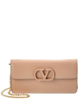 Valentino Vlogo Leather Wallet On Chain