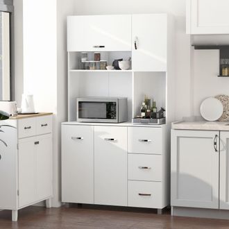 HOMCOM Freestanding Kitchen Storage Cabinet Cupboard Cabinets Drawers in White