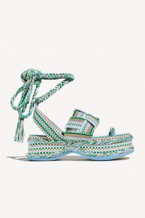 Amambaih Gabriela Braided Platform Sandal with Ankle Ties in Mosaic at Nordstrom, Size 39