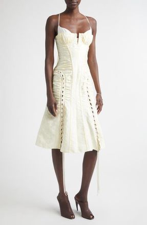 Alexander McQueen Floral Jacquard Corset Dress in Cream at Nordstrom, Size 6 Us