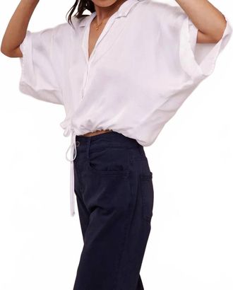Bella Dahl Flowy Tie Button Waist Shirt In White