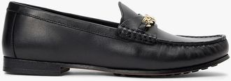 Tommy Hilfiger Womens Chain-Link Leather Loafer - Black - US 6.5 / EU 37