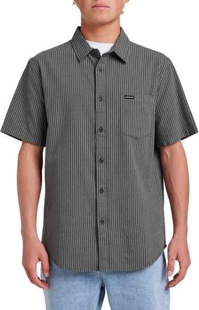 Quiksilver Oxford Stripe Classic Short Sleeve Button-Up Shirt in Phantom at Nordstrom Rack, Size Xx-Large