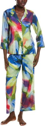 Natori 2Pc Kumo Printed Stretch Satin Notch Pajama Set