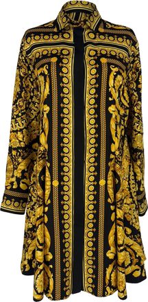 Versace Barocco-Print Mini Shirt Dress in Multicolor Silk