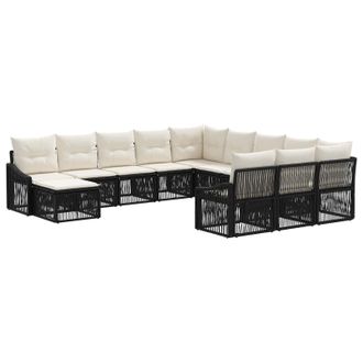 vidaXL Conjunto De Sof&aacute;s De Jard&iacute;n 12 Pcs Negro Rat&aacute;n Sint&eacute;tico Vidaxl