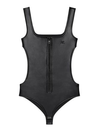 Courr&egrave;ges Top Cut Out Faux Body in leather