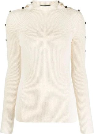 Proenza Schouler Beige Katoenen Rib Gebreide Coltrui - Dames - Ronde hals truien - Beige - XS - Katoen - Truien & Vesten