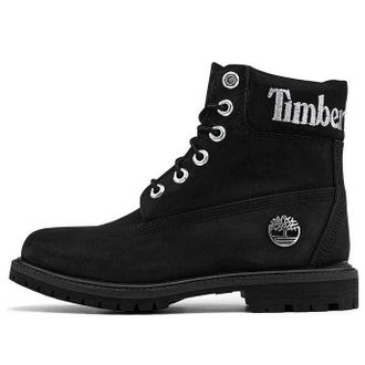 Timberland (WMNS) Timberland 6 Inch Premium Waterproof Boots Black Nubuck with Silver Logo A5TYUW