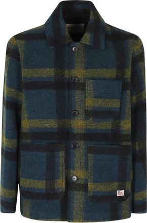Roy Rogers Jassen, Heren, Blauw, M, Wol, Giacca Work Lana Check