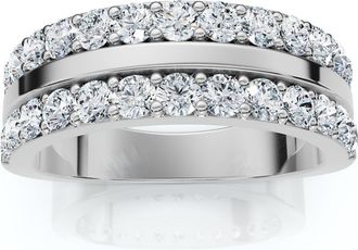 Pompeii3 1Ct Diamond Wedding Double Row Anniversary Ring Gold Lab Grown
