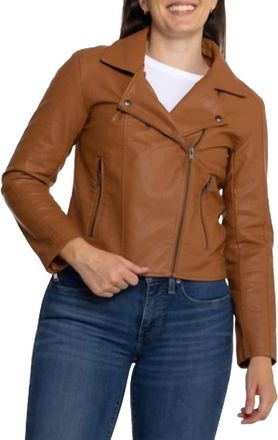 Saltwater Luxe Effie Vegan Leather Moto Style Jacket In Spice
