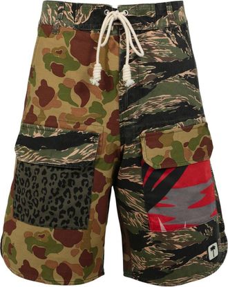 Palm Angels Mixed Print Cotton Shorts in Green Multi at Nordstrom Rack, Size X-Small