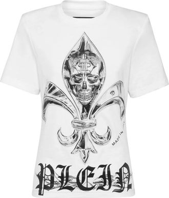 Philipp Plein T-Shirt Ronde Hals Chrome - Dames - T-shirts - Wit - 2XL - Katoen - Tops