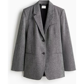 H&M Long Blazer in Gray Melange at Nordstrom, Size Xx-Large
