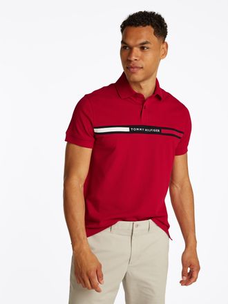 Tommy Hilfiger Poloshirt TOMMY HILFIGER HILFIGER CHEST INSERT REG POLO, Herren, Gr. XXL, medium rot, Piqu&eacute;, Obermaterial: 96% Baumwolle, 4% Elasthan, Rippb&uuml;ndchen, S