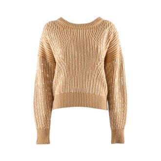 Nenette Paillet Wol Trui Kameel - Dames - Ronde hals truien - Bruin - M - Wol - Truien & Vesten