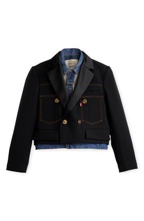 sacai Gender Inclusive Levis Denim x Matelass&eacute; Twill Jacket in Black at Nordstrom, Size 3