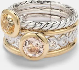 David Yurman DY Mercer 18kt gold and sterling silver ring with gemstones