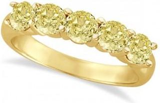 Allurez Five Stone Fancy Yellow Canary Diamond Anniversary Ring 14k (1.50ct)