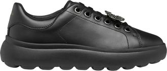 Geox Spherica EC4 Black Leather Buckle Sneakers