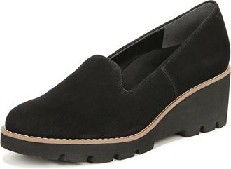 Vionic Womens Vionic Willa Loafers Black Suede Wedge Heel Casual Shoes HAWK1567