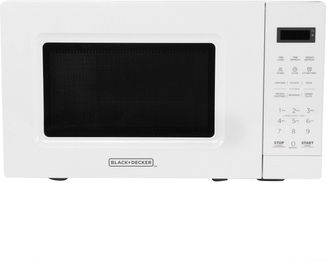 Black+Decker 0.7 Cu Ft 700 Watt LED Digital Microwave Oven in White with Child Safety Lock