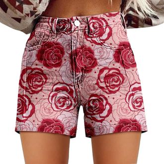 Generic Jeans Shorts Womens Colourful Floral Short Jeans High Waist Denim Shorts Casual Summer Hot Pants Fashionable Classic Denim Shorts Slim Stylish Summer 
