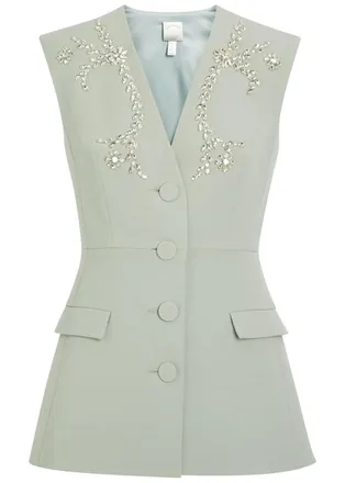 Huishan Zhang Huishan Zhang Sigrid Crystal-embellished Woven Vest - Grey - 14 (UK14 / L)