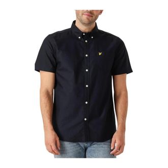 Lyle & Scott Kortemouw Oxford Overhemd in Donkerblauw - Heren - Korte mouwen Overhemden - Blauw - M - Overhemden