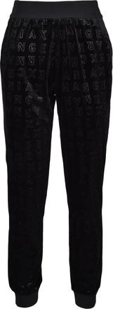 A|X Armani Exchange Black Velvet Tracksuit Set With Embossed Lettering