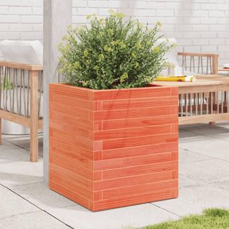Berkfield Home Decorative Garden Planter Wax Brown 40x40x46 cm Solid Wood Pine | Size: 40 x 40 x 46 cm