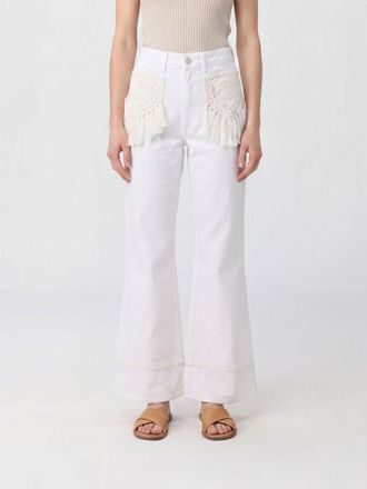 Farm Rio Pantaloni a zampa Fringe Pocket in cotone