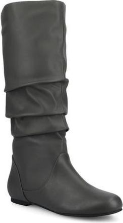Journee Collection JOURNEE Jayne Ruched Tall Boot in Grey at Nordstrom Rack, Size 9.5 Regular Calf