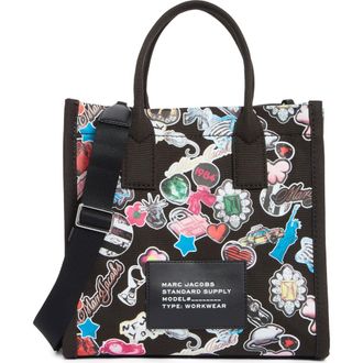 Marc Jacobs Sticker Print Canvas Tote in Black Multi at Nordstrom Rack