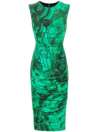 Roberto Cavalli abstract-print midi dress - Green