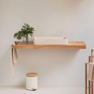 Sklum Conjunto De Mueble De Ba&ntilde;o 130x45 Cm Suspendido En Madera De Teca Neill Sklum