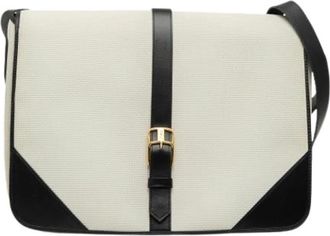 Saint Laurent Pre-owned Canvas Crossbody Bag - Dames - Vintage Schoudertas - Wit - ONE Size - Leer - Vintage