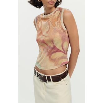 Desigual Sleeveless Print T-Shirt in Orange Multi at Nordstrom, Size X-Small