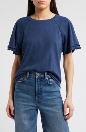 Wit & Wisdom Flutter Sleeve Top in Navy at Nordstrom Rack, Size X-Small