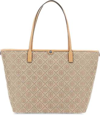 Tory Burch T Monogram Zip Tote Flax